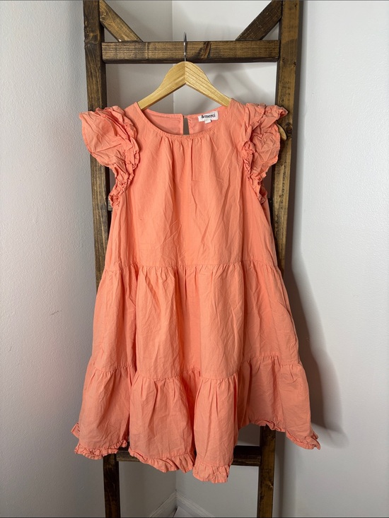 &merci Dresses & Skirts - &merci Tiered Coral Ruffle-Sleeve Mini Dress Size S